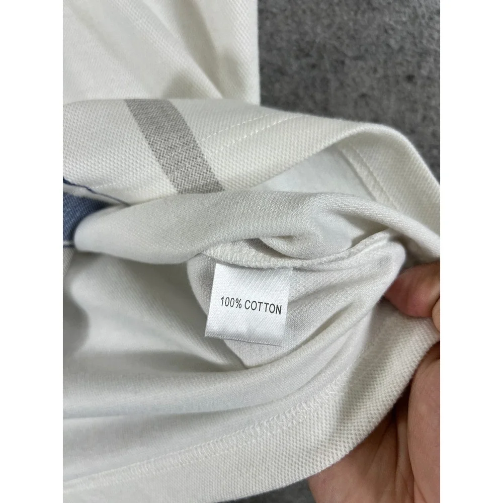 VTG 80s Ralph Lauren Polo Rugby Shirt Mens XL White Blue Striped Cotton Italian